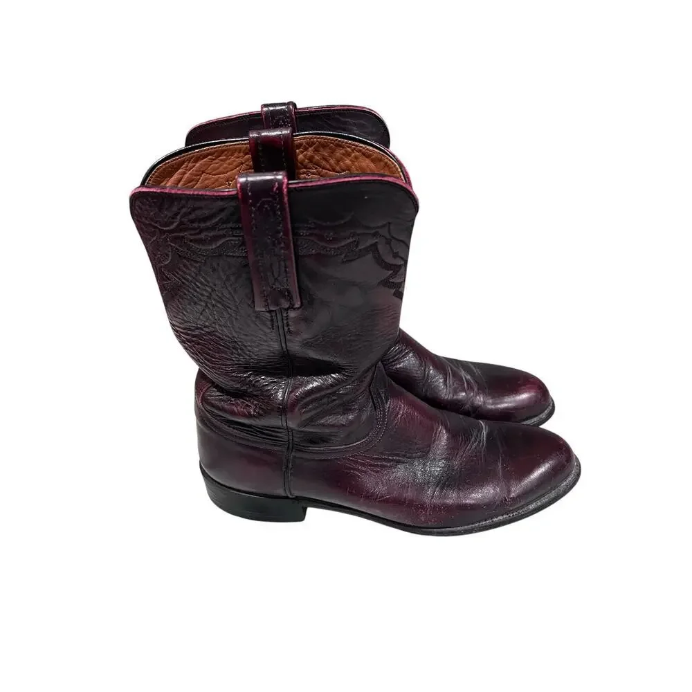 Lucchese 2000 Mens Western Boots Cherry Leather Cowboy USA 10D T0083C2